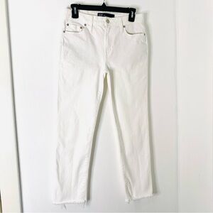 GAP Universal Slim Boyfriend Raw Hem White Denim Jeans